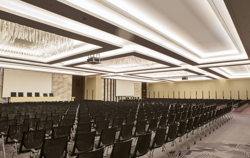 Baku Convention Center ballroom with theater seating for corporate events and plenary conferences.