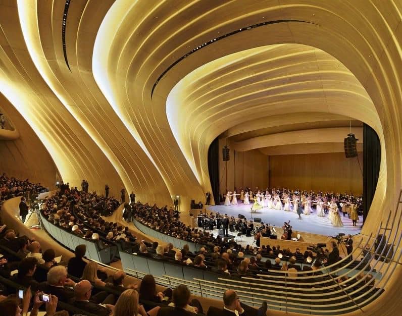 Modern auditorium at Baku Convention Center for corporate events and gala award ceremonies.