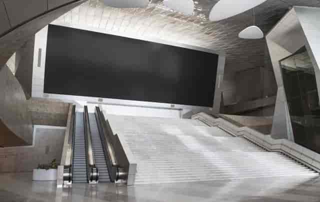 Baku Convention Center auditorium with grand digital screen for corporate events and conferences.