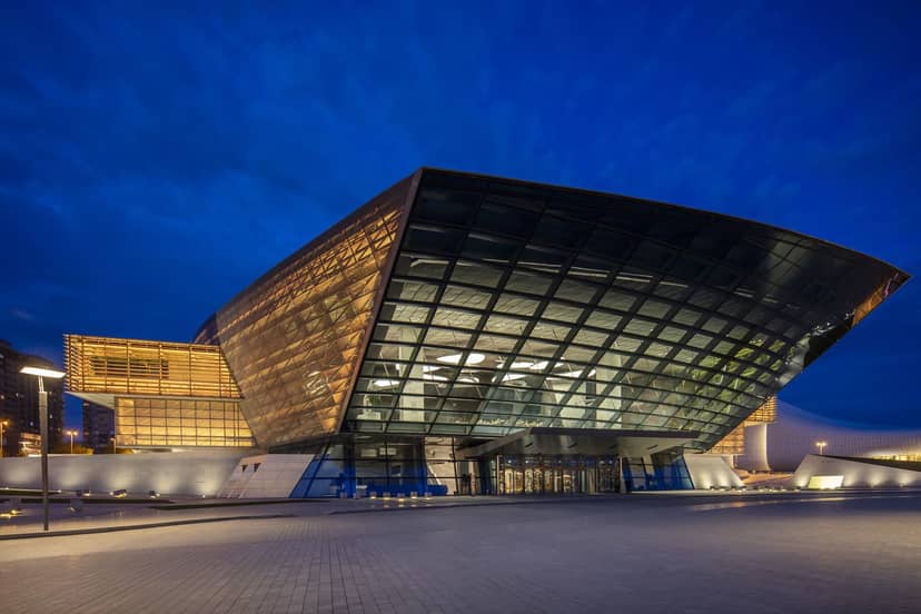 Modern Baku Convention Center office: architectural venue for corporate summits and global galas.