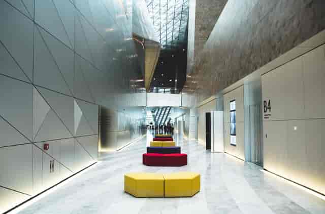 Modern Baku Convention Center corridor, ideal for corporate event networking and breakout sessions.