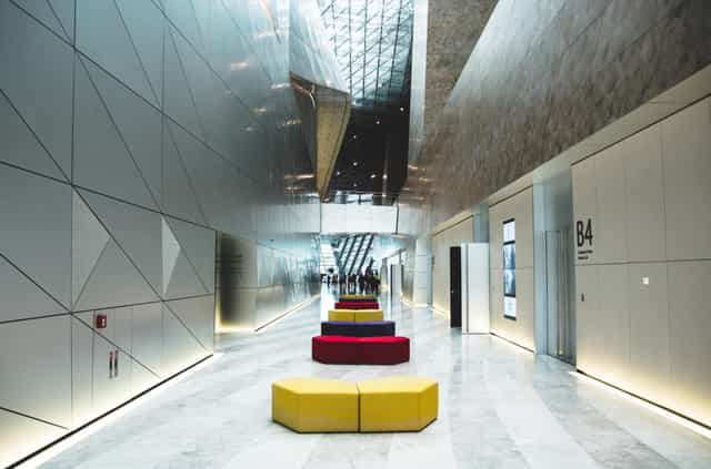 Modern Baku Convention Center corridor, ideal for corporate event networking and breakout sessions.