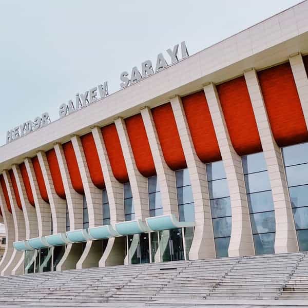 Heydar Aliyev Palace exterior, bold modern architecture for plenary sessions and cultural events.