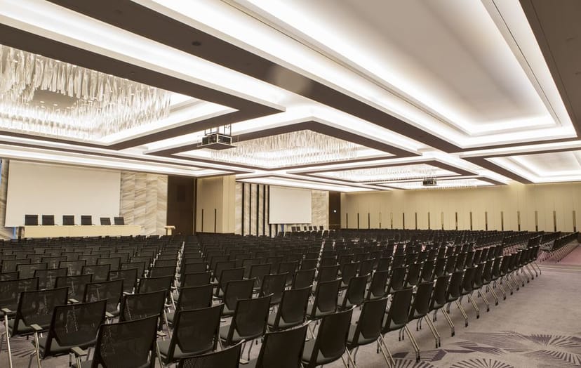 Baku Convention Center theater-style ballroom for corporate conferences and keynote presentations.