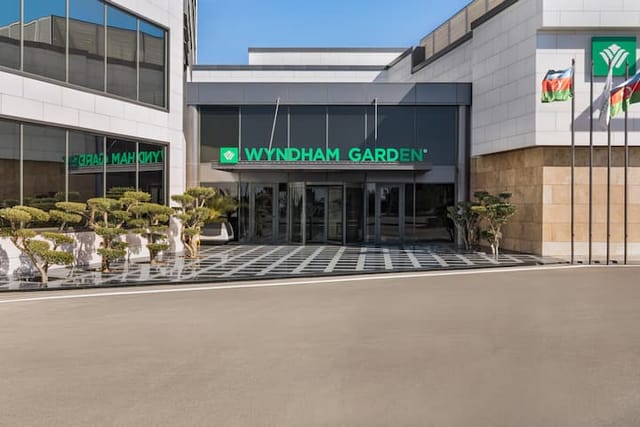 Wyndham Garden Baku modern entrance for corporate events and business arrivals.