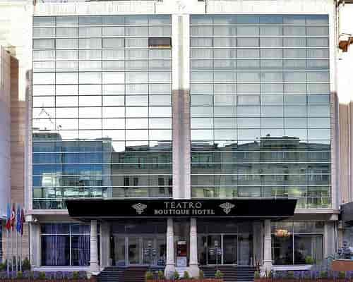 Teatro Boutique Hotel facade, modern corporate venue for high-end events.