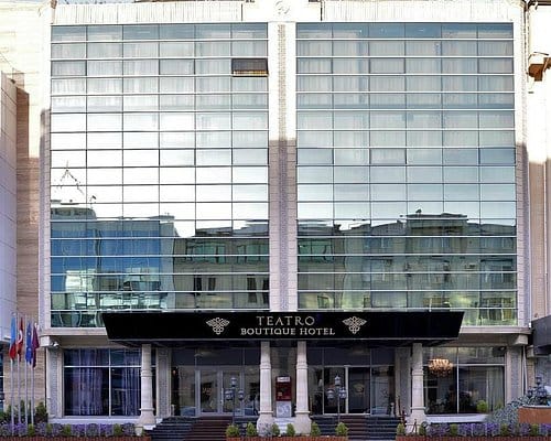Teatro Boutique Hotel facade, modern corporate venue for high-end events.
