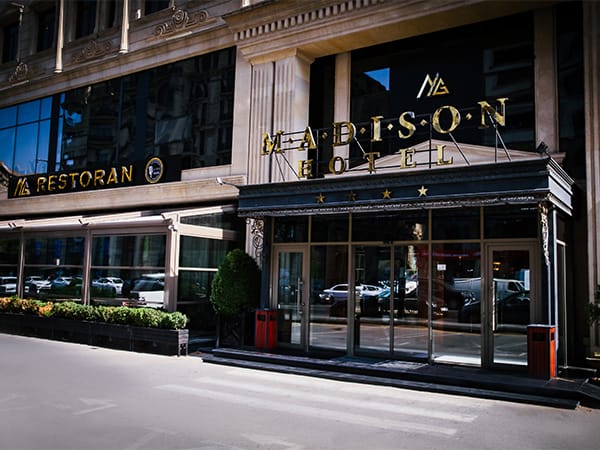 Boutique corporate meeting venue in Addison Hotel with street-level access for networking events.