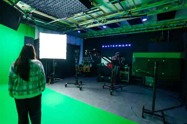 Professional green screen studio in Brighton for virtual events and live streaming production.