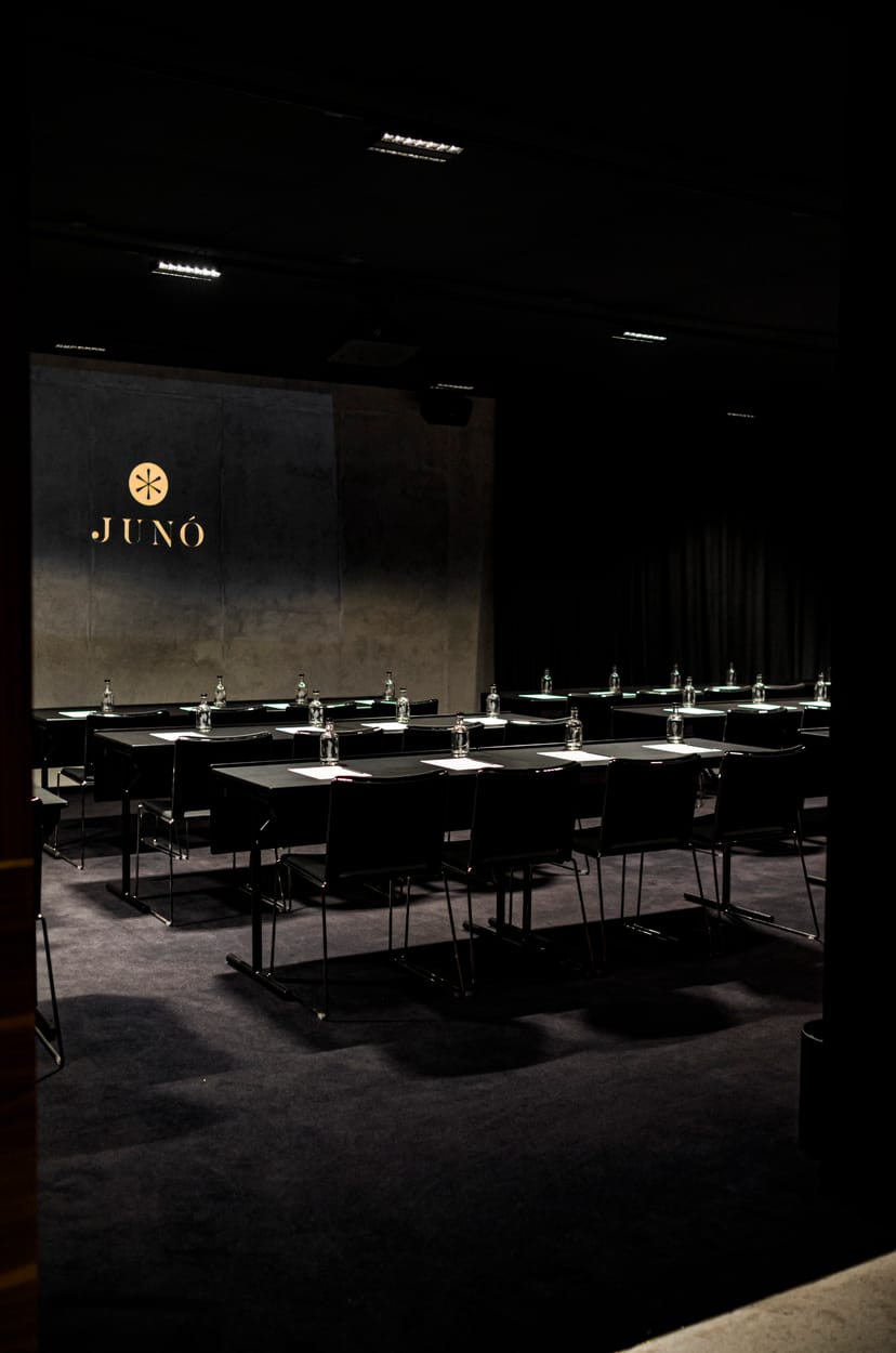 Juno Hotel boardroom: Sleek minimalist meeting space for corporate training and professional seminars.