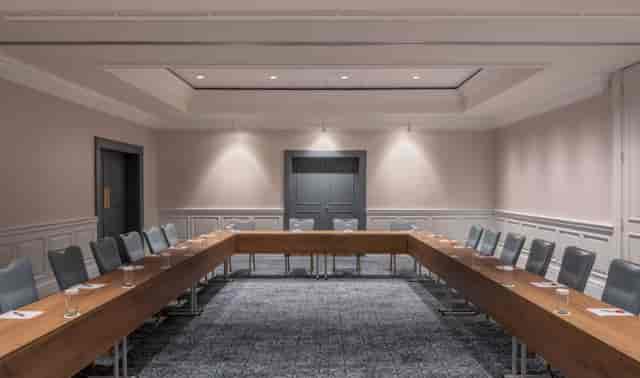 U-shaped boardroom setup at Tbilisi Marriott for professional meetings and corporate events.