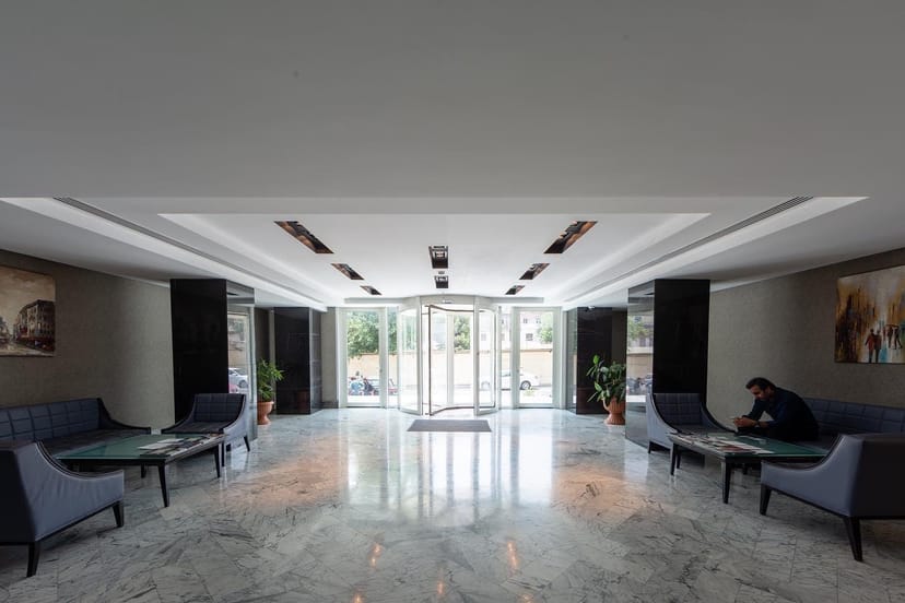 Modern Bayil Plaza business center lobby for corporate networking and breakout events.