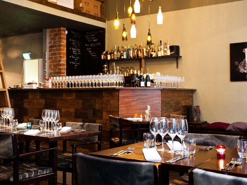 Restaurant Farang rustic-chic venue set for private dining and small corporate event reception.