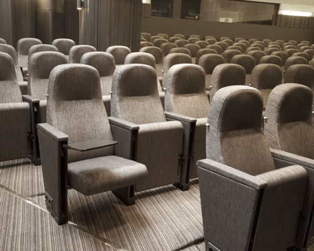 Theater-style conference center at WTC Stockholm for corporate training and keynote events.