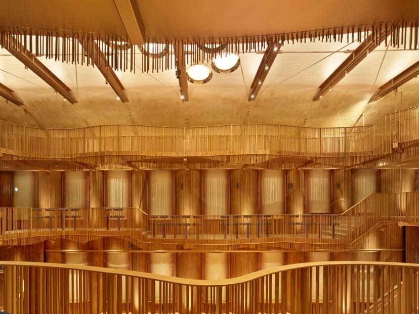 Queen Silvia Concert Hall: Warm wood multi-level venue for corporate events and keynote conferences.
