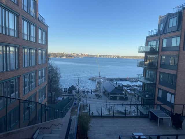 Waterfront terrace at Hörsal Nacka Strand for upscale networking events and corporate meetings.