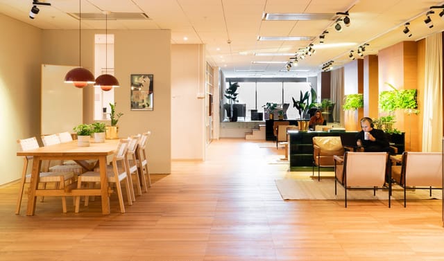 Modern business center with boardroom seating for corporate meetings and networking events.