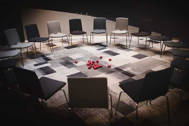 Circular conference room at Hotel Lilla Rådmannen, perfect for brainstorming and workshops.
