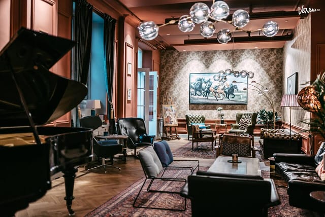 Sophisticated boutique lounge for VIP receptions and networking events.