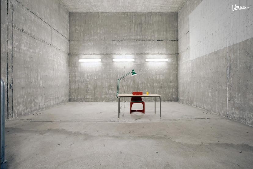 Unfurnished industrial event venue, blank canvas warehouse for corporate and creative event rentals.