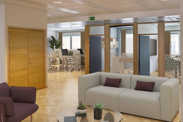 Technopolis Kista HUB office space with modular breakout rooms for agile meetings and collaboration.