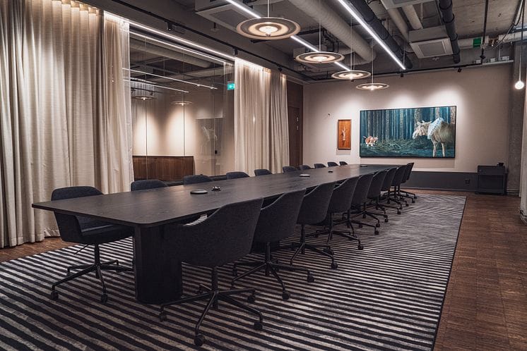 Skogen boardroom at Fenix Stockholm: sleek table for executive strategy meetings and events.