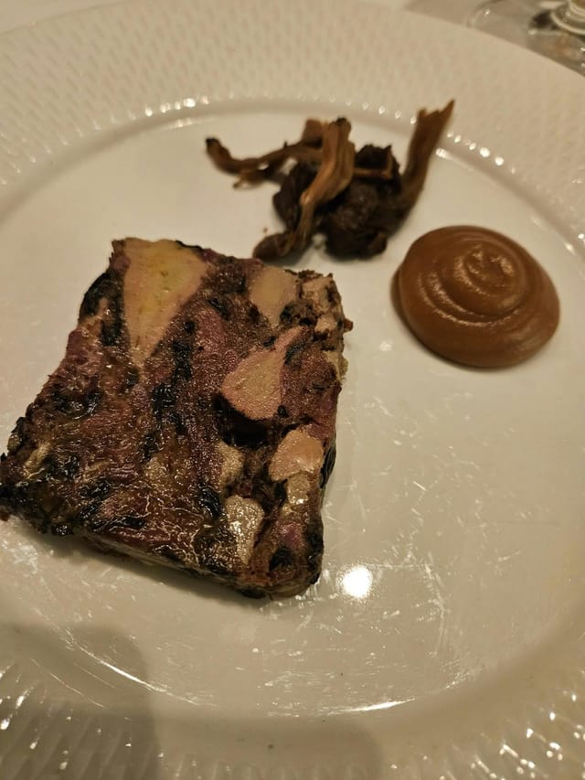 Foie gras starter at Gondolen Kungarummet, upscale banquet catering and event menu.