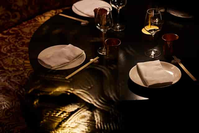 Elegant dining table setup for upscale events at Gilgamesh London.