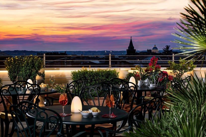 Rooftop terrace at H10 Palazzo Galla, perfect for VIP networking and cocktail events.