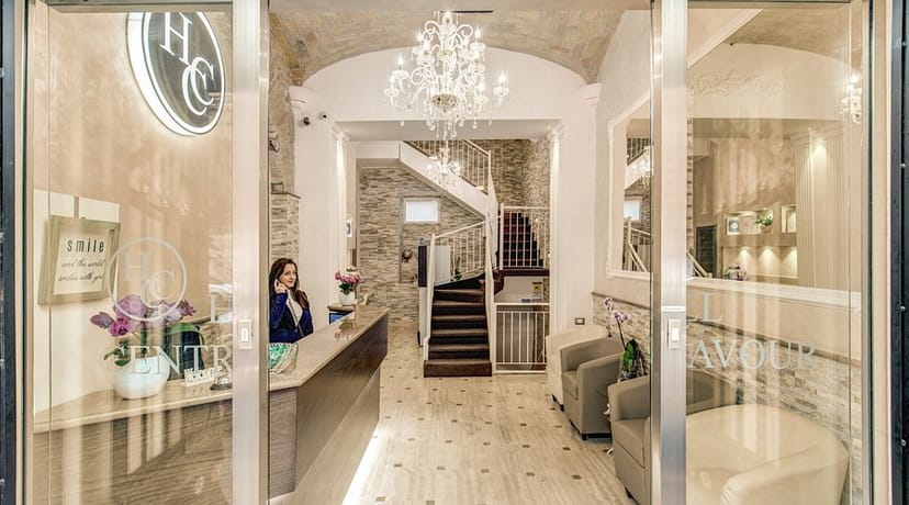 Boutique reception area at Centro Congressi Cavour for intimate corporate and executive events.
