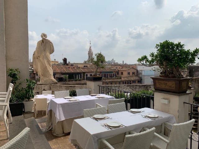 Terrazza Borromini rooftop terrace for upscale corporate dinners and VIP receptions in Rome.