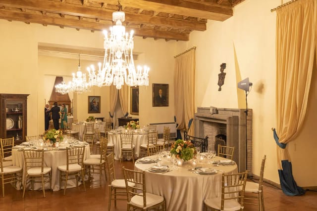 Mirror Hall at Castello di Decima for elegant gala and formal banquet venue.