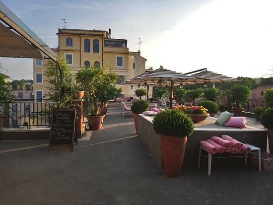 Rooftop terrace at Hotel Ponte Sisto: lounge venue for networking receptions and VIP events.