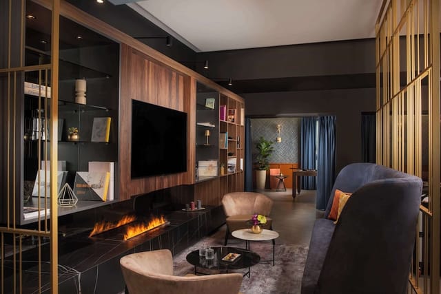 Luxury executive lounge terrace in NH Collection Roma Centro for VIP board meetings and events.
