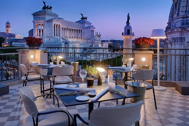 Rooftop bar in Rome with iconic views, perfect for VIP incentive dinners and corporate receptions.