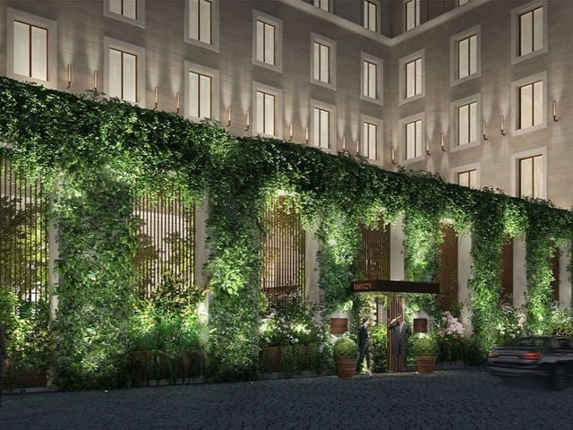 Ivy-clad Rome EDITION hotel exterior for exclusive VIP receptions and evening cocktail events.