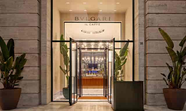 Bvlgari Bar Roma entrance: luxury boutique venue for exclusive brand activations and VIP receptions.