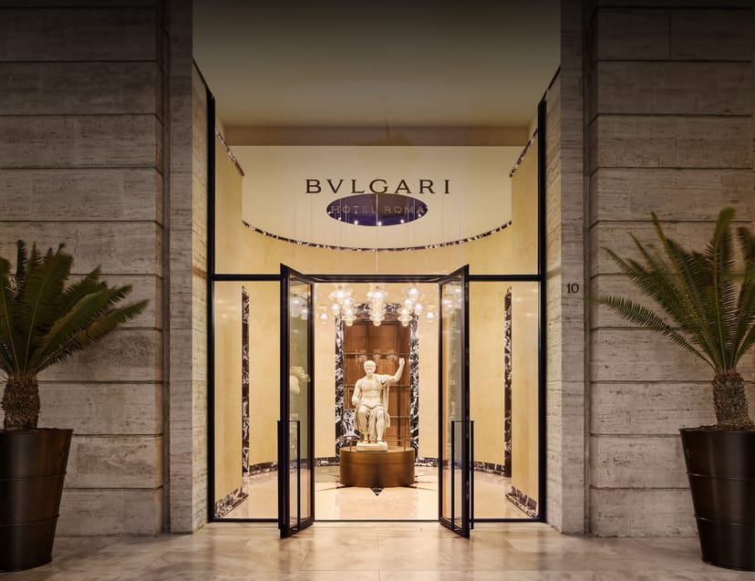 Luxury Bvlgari Hotel Rome lobby for exclusive corporate retreats and VIP brand activations.
