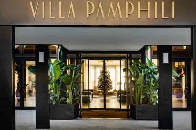 Olimpia Hall entrance at Hotel Villa Pamphili: premium corporate retreat and executive meeting venue.