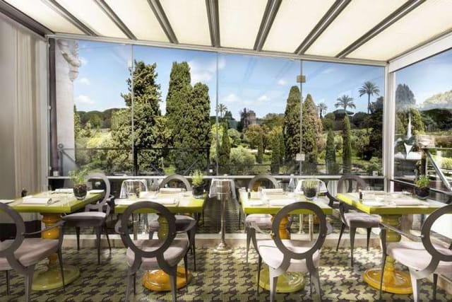 The Court at Aroma: Retractable roof venue for botanical corporate events and private parties.