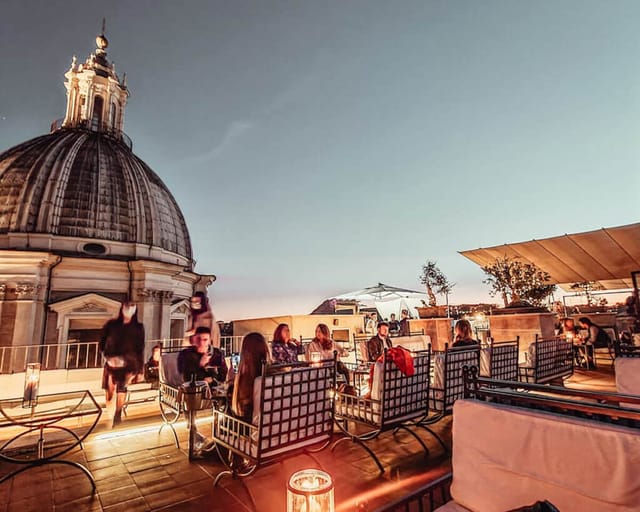 Secret View rooftop bar, Rome, ideal for corporate networking and exclusive sunset events.