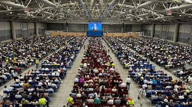 Theater-style conference hall at Fiera di Roma for corporate events and professional meetings.