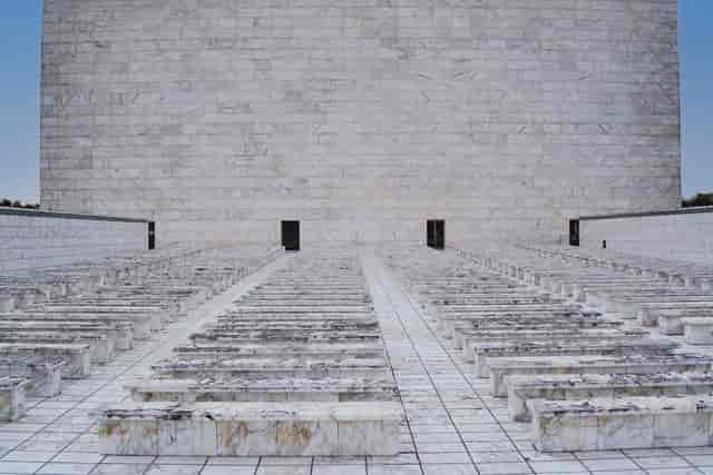 Fixed-seating venue terrace at Palazzo dei Congressi for corporate conferences and seminars.