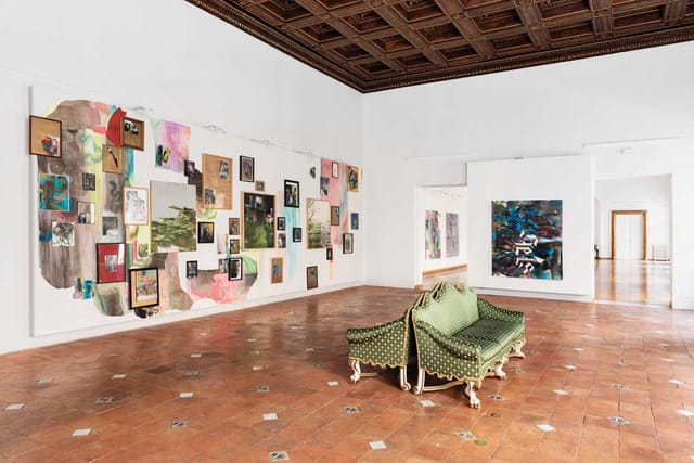 Spazio Field gallery space with lounge seating for exclusive evening receptions and networking.