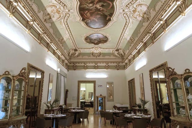 Spazio Field historic venue with ornate frescoes for upscale gala dinner and board luncheon.