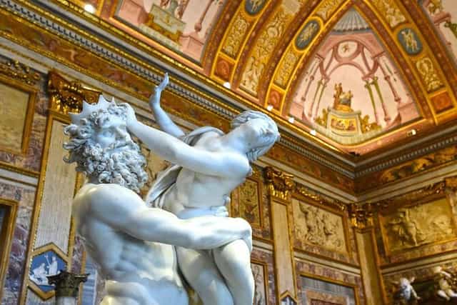 Galleria Borghese museum gallery for exclusive black-tie gala or luxury event venue.