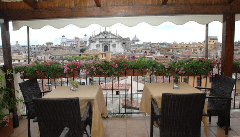 Luxury Colonna Palace rooftop terrace venue for VIP corporate events and networking cocktails.