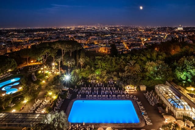 Sala Ellisse poolside terrace at Rome Cavalieri for executive gala and incentive events.