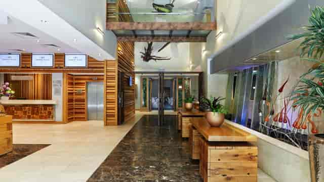 Modern Crowne Plaza conference center foyer for corporate events and professional meetings.