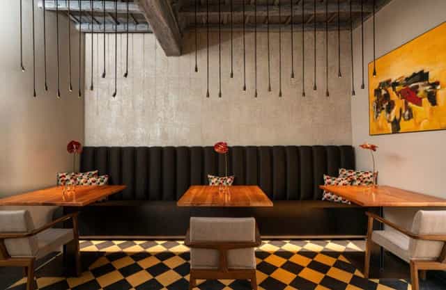 Boutique VIP dinner space at Ristorante il Pagliaccio with intimate banquette seating for events.